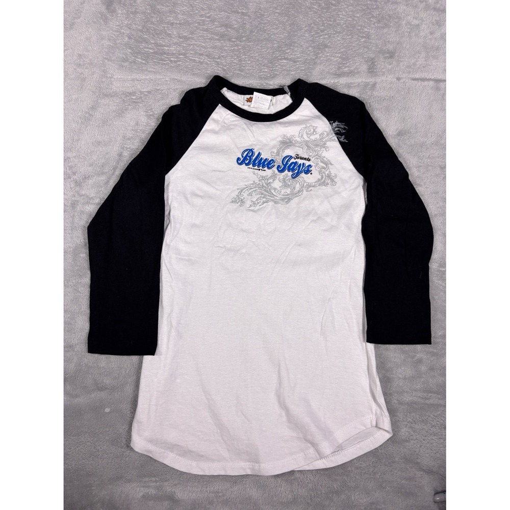 Y2K 5th & Ocean Toronto Blue Jays Raglan Baseball T Shirt Womens S Y2K 2008 MLB